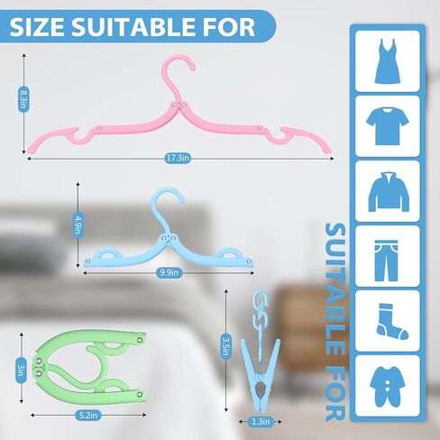 16 Pcs Portable Travel Hangers for Cruise Ship Essentials 2025, Plastic Folding Foldable Hangers Clothes Drying Rack Travel Accessories for Suitcase, RV, Camping, Flying, Hotel, Road Trip (Black) in Kuwait