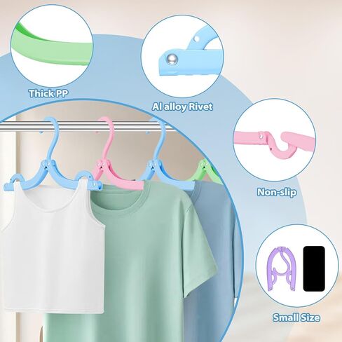 16 Pcs Portable Travel Hangers for Cruise Ship Essentials 2025, Plastic Folding Foldable Hangers Clothes Drying Rack Travel Accessories for Suitcase, RV, Camping, Flying, Hotel, Road Trip (Black) in Kuwait