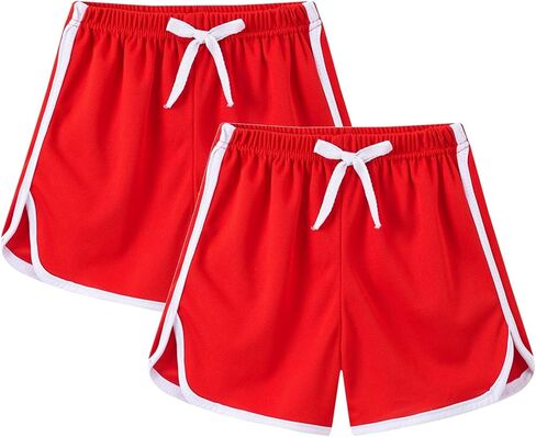 2 Pack Toddler Girls Cotton Athletic Shorts 𝐃olphin Active Gym Workout Beach Shorts Jogger Pants Kids Summer Clothes in Saudi Arabia