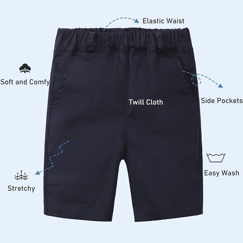 LittleSpring Boys Uniform Shorts Navy Pull On Flat Front School Performance Shorts Size 12 in Saudi Arabia