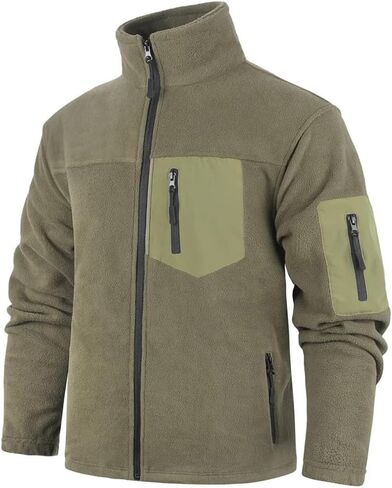 Men's Stand Up Collar Fleece Spliced Outdoor Jacket Solid Color Casual Simple Workwear Jacket in Saudi Arabia
