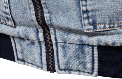 Men's Collar Lambhair Patchwork Denim Jacket Solid Color Casual Loose Thick Warm Denim Jacket in Saudi Arabia