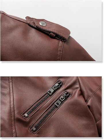 Men's Hooded PU Imitation Leather Motorcycle Jacket Solid Color Casual Slim Fit Jacket in Saudi Arabia
