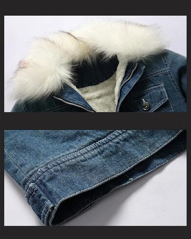 طوق للرجال بالإضافة إلى سميك Lambhair Denim سترة صلبة ألوان ضئيلة ضئيلة السترة in Saudi Arabia