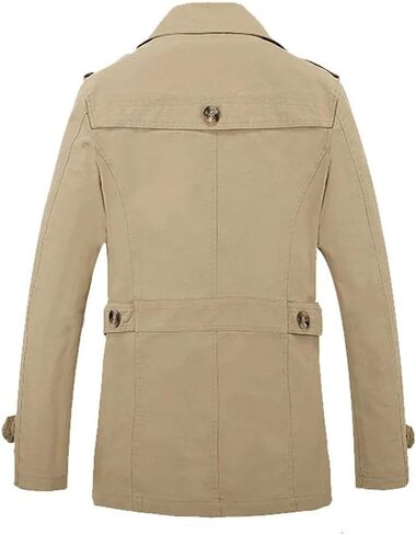 Men's Collar Double Breasted Workwear Trench Coat Solid Color Casual Loose Outdoor Trench Coat in Saudi Arabia