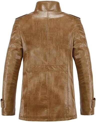 Men's Stand Up Collar PU Imitation Leather Thick Warm Jacket Casual Loose Oversized Jacket in Saudi Arabia