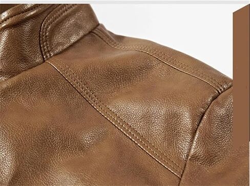 Men's Standing Collar PU Imitation Leather Slim Fit Motorcycle Jacket Solid Color Casual Slim Fit Jacket in Saudi Arabia