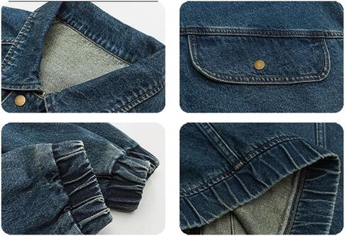 Men's Retro Large Pocket Zipper Splicing Plus Size Denim Jacket Solid Color Casual Loose Denim Jacket in Saudi Arabia