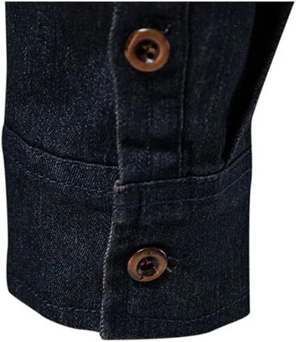 Men's Collar Single Breasted Long Sleeved Denim Shirt Solid Color Casual Slim Fit Denim Jacket in Saudi Arabia