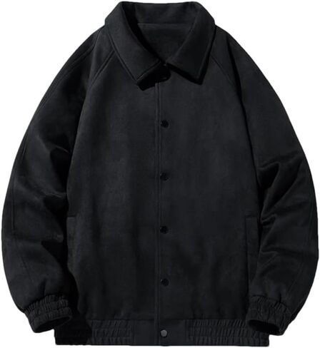 Men's Collar Thickened Outdoor Minimalist Jacket Solid Color Casual Loose Jacket in Saudi Arabia