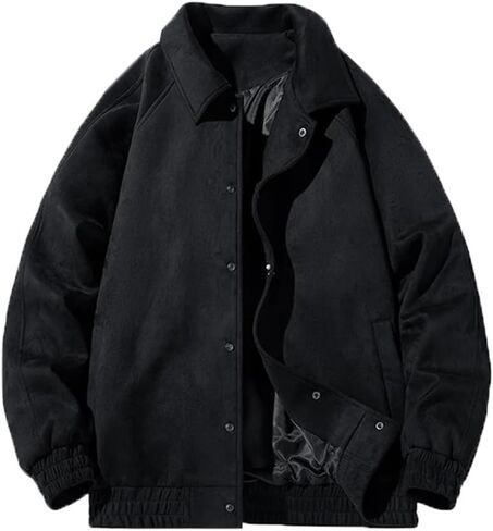 Men's Collar Thickened Outdoor Minimalist Jacket Solid Color Casual Loose Jacket in Saudi Arabia