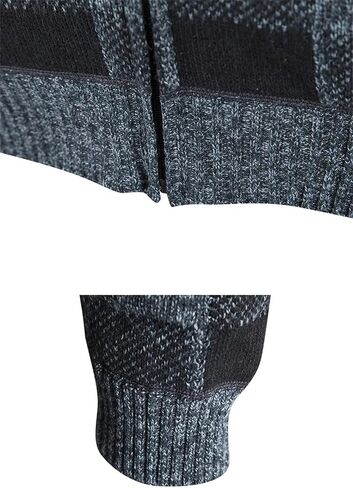 Men's Plaid Knitted Hooded Jacket Casual Loose Thick Warm Coat in Saudi Arabia