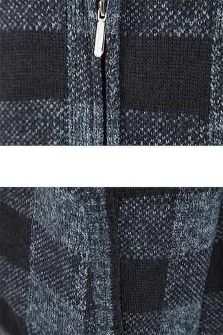 Men's Plaid Knitted Hooded Jacket Casual Loose Thick Warm Coat in Saudi Arabia