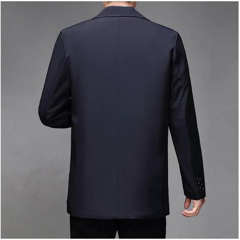 Men's Collar Mid Length Single Breasted Coat, Solid Color Casual Slim Fit Business Long Sleeved Coat in Saudi Arabia