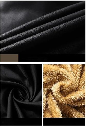 Men's Stand Up Collar Button Splicing Thickened Warm Pu Imitation Leather Motorcycle Jacket Solid Color Casual Loose Jacket in Saudi Arabia