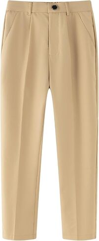 HILEELANG Boys Girls School Uniform Pants Kids Dress Slacks Pants Elastic Classic Trousers 5-16 Years in Saudi Arabia