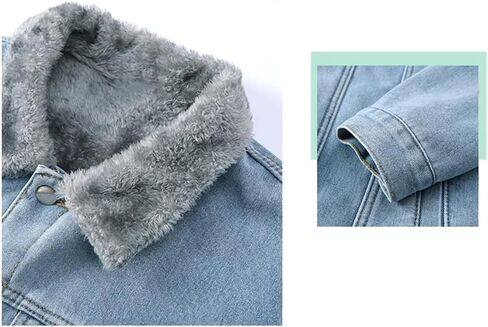 Men's Thick Fleece Warm Denim Jacket Solid Color Casual Loose Oversized Denim Jacket in Saudi Arabia