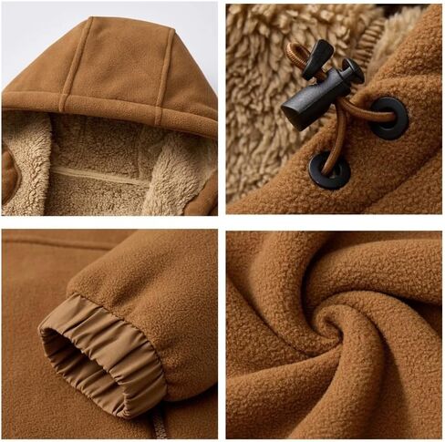 Men's Jacket Fleece Lamb Wool Liner Thicken Warm Coats Outdoor Thermal Hooded Windbreaker Big Size Casual Jackets in Saudi Arabia