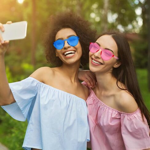 16 نظارة شمسية بدون إطار على شكل دائري، نظارات شفافة بألوان الحلوى، نظارات حفلات شفافة للنساء in Kuwait