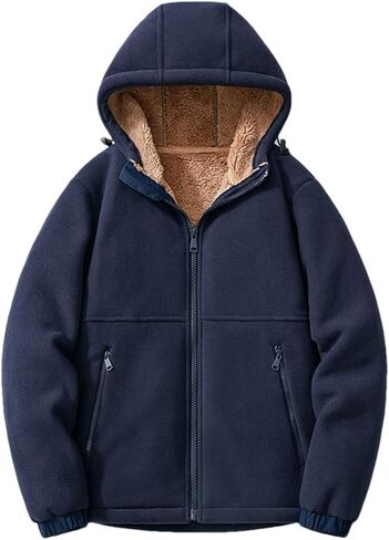 Men's Jacket Fleece Lamb Wool Liner Thicken Warm Coats Outdoor Thermal Hooded Windbreaker Big Size Casual Jackets in Saudi Arabia