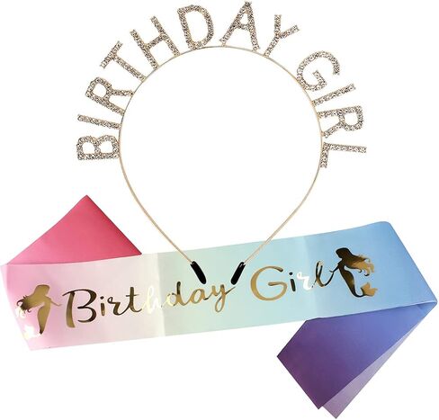 AOPRIE Birthday Girl Crown for Women with Sash Rose Gold Tiara for Women Headband Princess Crown Rhinestone Happy Birthday Accessories in Saudi Arabia