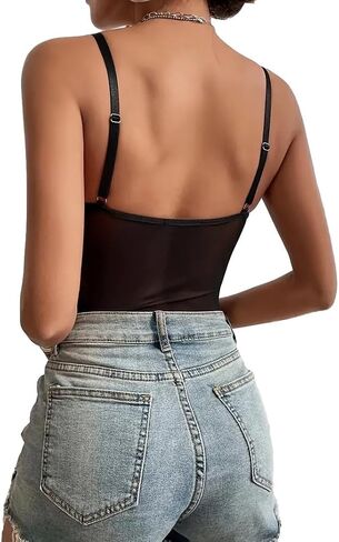 Lilosy Sexy Wireless Strappy Mesh Corset Lingerie Bodysuit Top in Saudi Arabia
