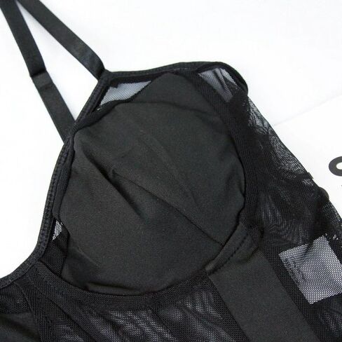 Lilosy Sexy Wireless Strappy Mesh Corset Lingerie Bodysuit Top in Saudi Arabia