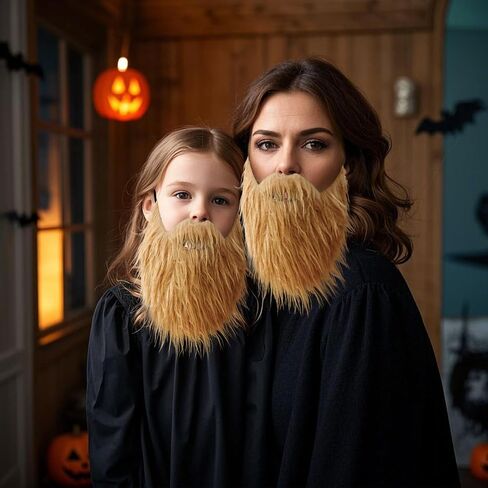J.CARP Fake Beard and Eyebrows Self Adhesive, Novelty Facial Hair, Performances Props for Cosplay Costume Halloween and Festival Party Brown in Saudi Arabia