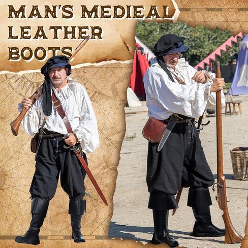 Ramede Medieval Pirate Boots Men Renaissance Boots Halloween Gothic Viking Costume Shoes Footwear for Cosplay in Saudi Arabia