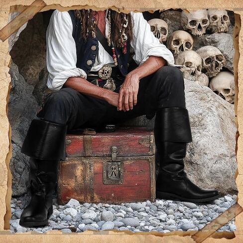 Ramede Medieval Pirate Boots Men Renaissance Boots Halloween Gothic Viking Costume Shoes Footwear for Cosplay in Saudi Arabia