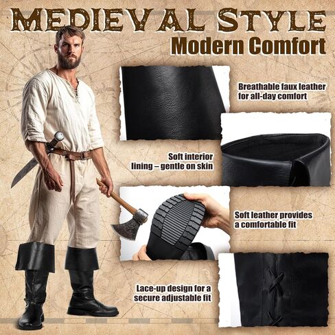 Ramede Medieval Pirate Boots Men Renaissance Boots Halloween Gothic Viking Costume Shoes Footwear for Cosplay in Saudi Arabia