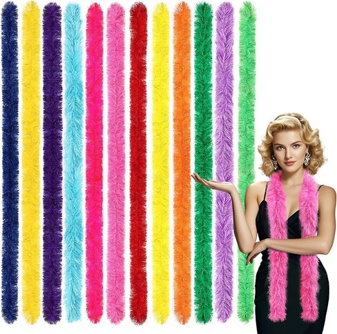 24pcs Feather Boas Bulk Artificial Fluffy Boas Costume Decor for Halloween Wedding Christmas Tea Party Supplies in Kuwait