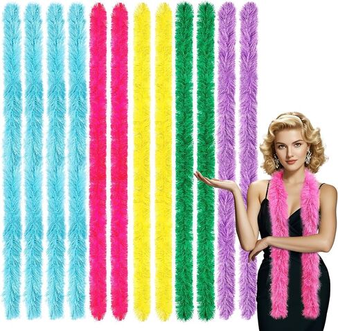 24pcs Feather Boas Bulk Artificial Fluffy Boas Costume Decor for Halloween Wedding Christmas Tea Party Supplies in Kuwait