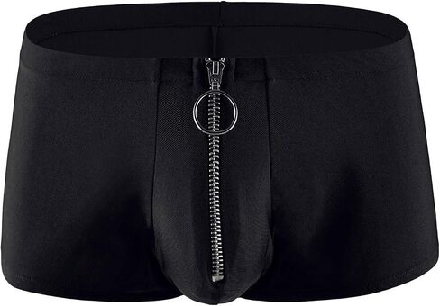 xxxiticat Men's Sexy Underwear Zipper Boxer Briefs with Pouch Low Rise Open Front Panties See Through Stretch Short Lingerie in Saudi Arabia