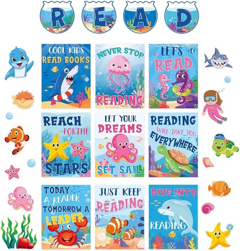 35Pcs Outer Space Reading Classroom Bulletin Board Decorations Motivational Posters Planet Astronaut Rocket Cutouts for School Daycare Library Reading Corner Wall Decor in Saudi Arabia