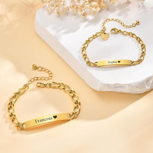 Personalized Matching Bracelet for Couple - Free Engraving Custom Couples Bracelets,Hypoallergenic Adjustable Stainless Steel Long Distance Relationship Jewelry,Promise Bracelet Gifts for Him and Her in Kuwait
