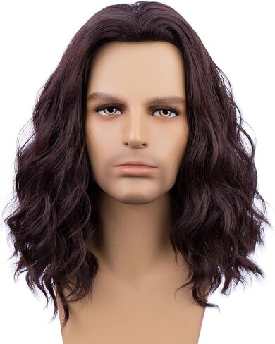 Boys Black Wig Child Long Black Wigs for Boys Kids Curly Wavy Wig Kids Daily Party Halloween Synthetic Wigs in Kuwait