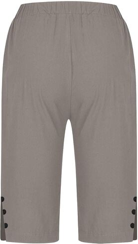 Womens Capri Pants 2025 Knee Length Cotton Linen Capris Summer Straight Leg Loose Beach Bermuda Shorts with Pockets in Saudi Arabia