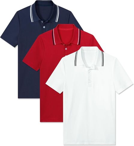 Boys Polo Shirts 3-Pack School Uniform Performance Golf Clothes Active Short Sleeve Kids 5-14T in Saudi Arabia