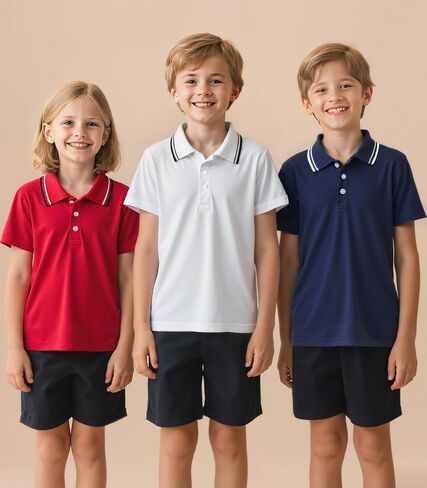 Boys Polo Shirts 3-Pack School Uniform Performance Golf Clothes Active Short Sleeve Kids 5-14T in Saudi Arabia