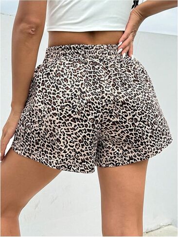 Milumia Women's Y2K Leopard Print Boxer Shorts Casual Elastic Waist Mini Shorts in Saudi Arabia
