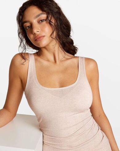 Women's Natrelax Pajamas Tops Sleeveless Modal Ribbed Tank Fitted T-Shirt Sleep Comfort Sleepwear Lounge Shirt in Saudi Arabia