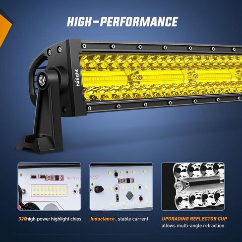 Nilight Marine LED Light Bar Navigation Lights 42 بوصة منحني أبيض بقعة فيضان كومبو بونتون قارب سطح السفينة أضواء قفص الاتهام لصيد الأسماك الليلية T-أعلى ستيرن يخت شاحنات المراكب الشراعية الجرارات، 2 سنة الضمان in Saudi Arabia