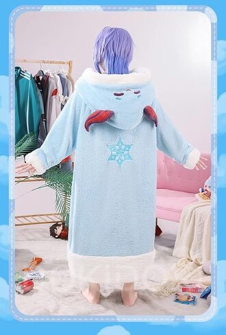KIRA KIRA Game Genshin Impact Ganyu Cosplay Pajams Ganyu Fleece Blanket Hooded Winter Pajamas (US, Alpha, Small, Regular, Long, Light blue) in Saudi Arabia