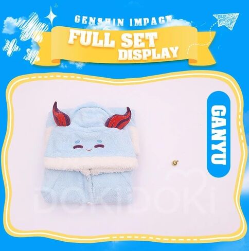 KIRA KIRA Game Genshin Impact Ganyu Cosplay Pajams Ganyu Fleece Blanket Hooded Winter Pajamas (US, Alpha, Small, Regular, Long, Light blue) in Saudi Arabia