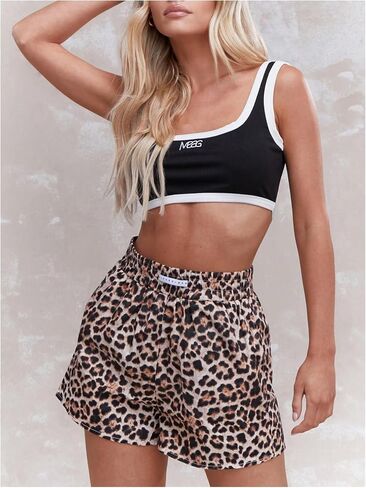 Milumia Women's Y2K Leopard Print Boxer Shorts Casual Elastic Waist Mini Shorts in Saudi Arabia