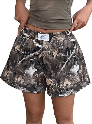 Milumia Women's Y2K Leopard Print Boxer Shorts Casual Elastic Waist Mini Shorts in Saudi Arabia