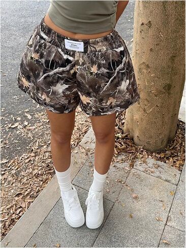 Milumia Women's Y2K Leopard Print Boxer Shorts Casual Elastic Waist Mini Shorts in Saudi Arabia
