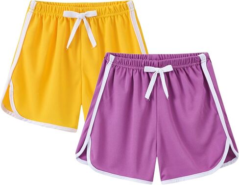 2 Pack Toddler Girls Cotton Athletic Shorts 𝐃olphin Active Gym Workout Beach Shorts Jogger Pants Kids Summer Clothes in Saudi Arabia