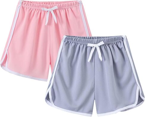 2 Pack Toddler Girls Cotton Athletic Shorts 𝐃olphin Active Gym Workout Beach Shorts Jogger Pants Kids Summer Clothes in Saudi Arabia